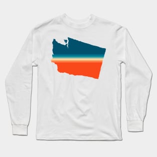 Washington State Retro Map Long Sleeve T-Shirt